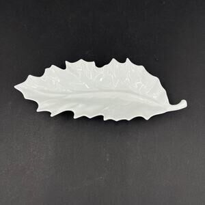 APILCO Yves Deshoulieres Porcelain Leaf Shaped Relish Side Dish- Made In France